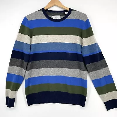 Jack Spade Sweater Men’s Size Medium Cashmere Wool Blend Striped Blue Gray - Image 1 of 4