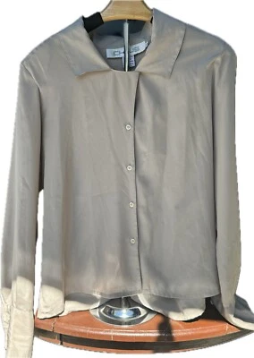 Blusa Larga Josephine Chaus Top Talla 12 Beige Botón Delantero Foto 1 de 4