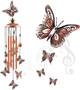 Wind Chimes Outdoor Clearance, Butterflies Aluminum Tube Windchime with S Hook,P - Picture 1 of 12