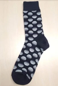 Black Gray Polka Dot Socks Novelty Unisex 6-12 Crazy Fun SF129 - Picture 1 of 1