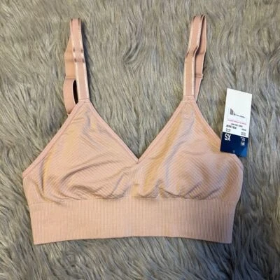 Sujetador acanalado sin aros rosa talla XS bralette inalámbrico Fruit Of The Loom para mujer Foto 1 de 4