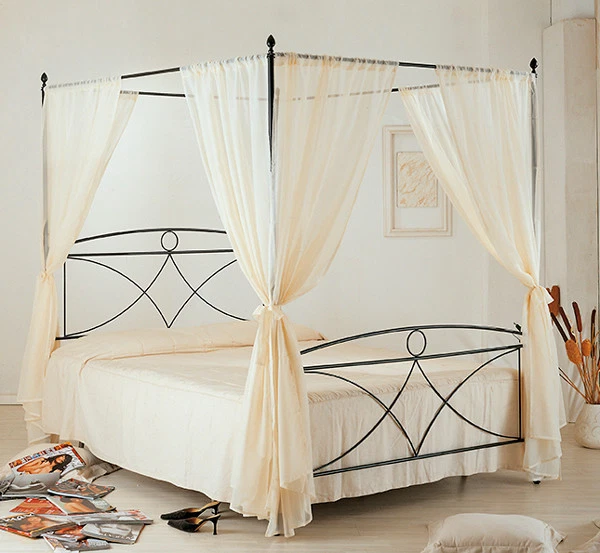Letto ferro battuto Alice Baldacchino matrimoniale Nero