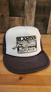 Vintage 80s Blandon Gun Club Brown Snapback Trucker Hat Cap Hunting Fishing - Picture 1 of 10