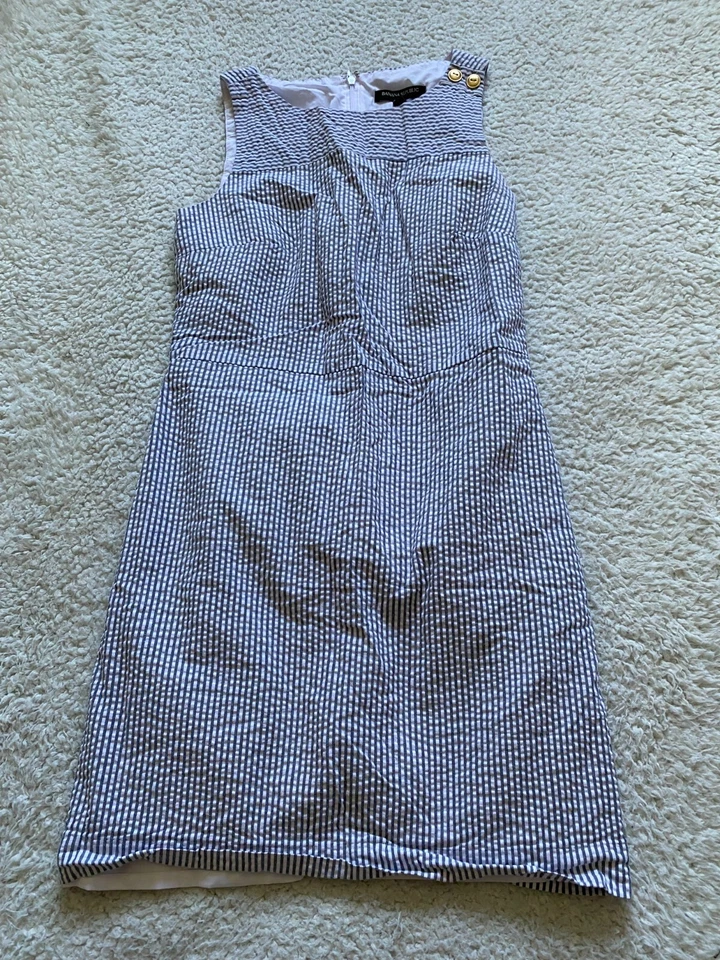 Banana Republic женщин в полоску без рукавов Shift с подкладкой платье серый и белый размер 2 - Изображение 1 из 4