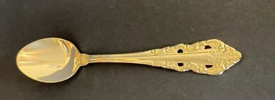 Cuchara de cubiertos de acero inoxidable Wallace Gold Electroplate 7" Foto 1 de 4