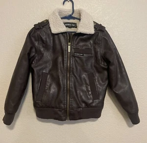 Members Only Boys 5 Youth Boy Biker Soft Faux Leather Jacket Bomber Sherpa EUC - Picture 1 of 24