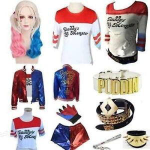Dame Karneval Harley Quinn Cosplay Kostüm Suit Suicide Squad Jacket Set new