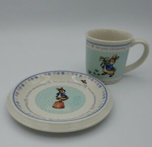 Peter Rabbit Christening  Wedgwood  Cup and Plate - Baby gift