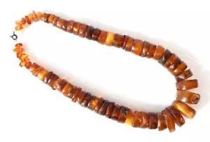 VECCHIA COLLANA NATURALE ANTICA TUORLO D'UOVO TUORLO D'UOVO BALTICO 102,67 grammi. - Foto 1 di 5