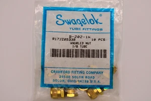 Swagelok B-202-1, 1/8" Tube Brass Knurled Nuts 10Pc. NEW SEALED - Picture 1 of 2