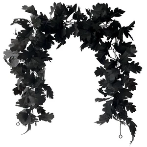 Black Leaves Garland Fall Decor for Home 2 Pack Halloween Black Maple Leaf Bl... - Picture 1 of 6