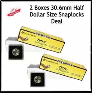2x2 Tetra Snaplocks Safe Coin Holders for 50 Half Dollar 30.6mm Size 2 boxes NEW - Picture 1 of 3