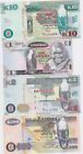 EIGHT VARIOUS ZAMBIA BANKNOTES IN MINT CONDITION.