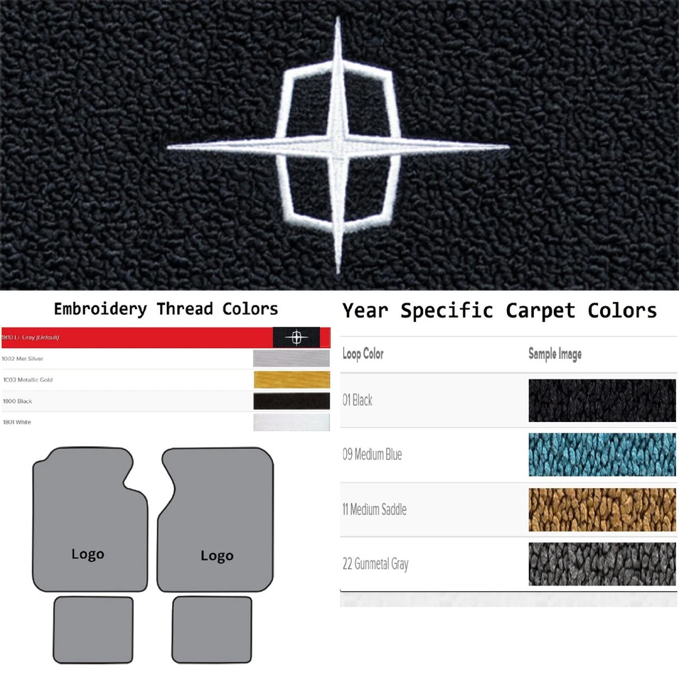 ACC 1961-1969 Lincoln Continental Custom Lincoln Star Logo 4pc Loop Floor Mats - Image 1 of 4