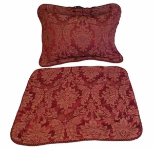 Damask Woven Jacquard Red Queen Pillow Shams Rope Trim Set Of 2 - Picture 1 of 5