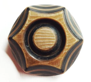 Large Vintage Laminated Black & Tan Layers Celluloid Coat Button ~ almost 1-5/8" - Picture 1 of 6