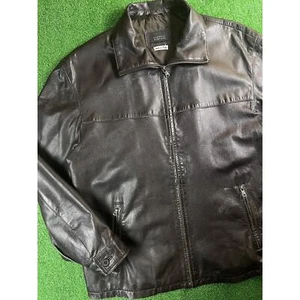 Vintage Barney’s New York Large Buttery Leather Black Full Zip Jacket Italy Made - Picture 1 of 5