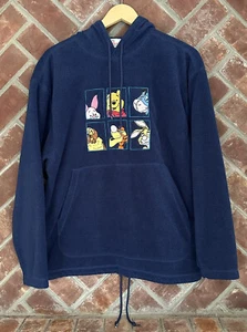 Vtg Winnie the Pooh and Friends Hoodie Sweatshirt Small Disney Store Blue 1990s - Picture 1 of 6