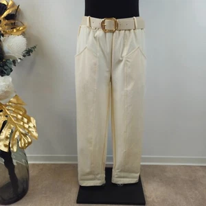 Italy Hose Basic Tapered Stretch Stoffhose mit Vordernaht Größe 38 40 42 Creme - Bild 1 von 8