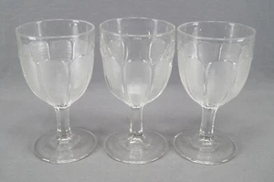 Set of 3 EAPG Marquisette Co-Operative Flint Glass Co Water Goblet Circa 1870s - Picture 1 of 7