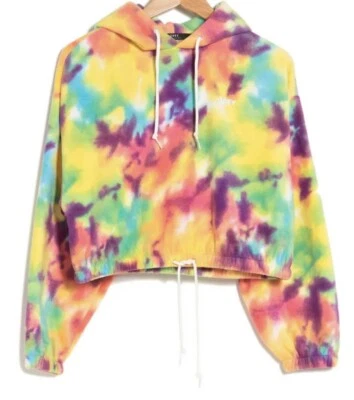 OBEY Women’s Russett Crop Multicolor Tie-dye Hooded Sweatshirt Size M - Image 1 of 3