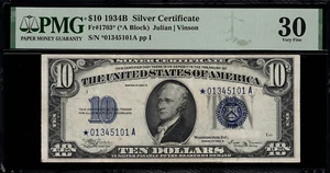 1934B $10 Silver Certificate FR-1703* - STAR NOTE - PMG 30 Very Fine - Picture 1 of 2