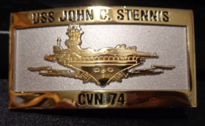 USS JOHN STENNIS CVN-74 Brass USN Belt Buckle New W/ Out Tag FEMALE - Picture 1 of 11