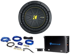 Kicker 50CWCD84 CompC 8" DVC 4 ohm Car Subwoofer+Mono Amplifier+Amp Kit CWCD84 - Picture 1 of 6