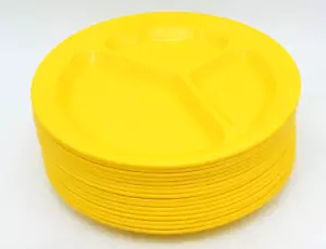Vintage Dallas Ware geteilt Teller gelb Melamin Kunststoff 16 Picknick Outdoor BBQ - Bild 1 von 3