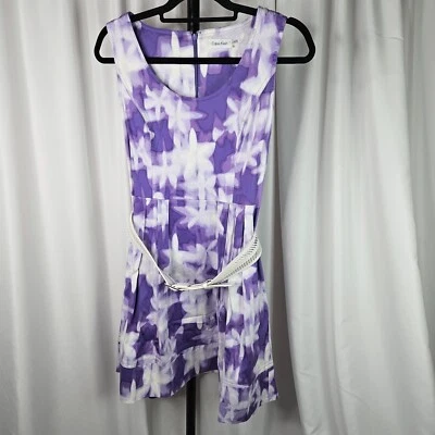 Calvin Klein Daisy Floral Feminine Flowy Dress Sleeveless Midi V-Neck Belt Sz 8 - Image 1 of 4