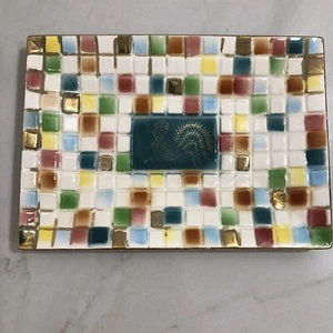 MCM Mid Century Modern Mosaikfliese Hahn Schale Glas Tablett Japan Huhn - Bild 1 von 10