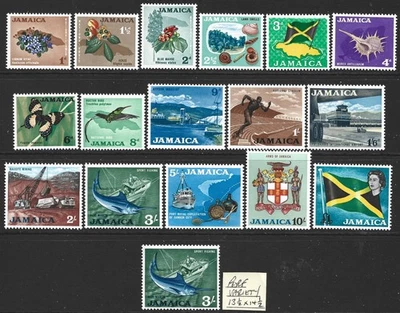 Jamaica 1964-68 QEII Set of 16 + 3/- Perf Variety SG.217/232 Mint (MNH) Cat:£18+ - Изображение 1 из 2