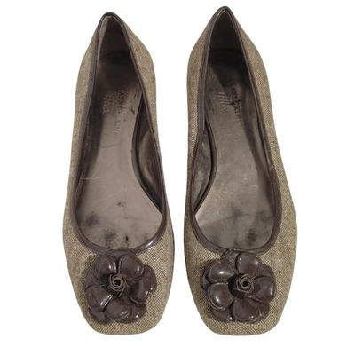 Zapatos de ballet Anne Klein con lazo planos adornados sin cordones tejidos marrones para mujer 8,5 m Foto 1 de 4