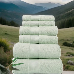 ALUSA Home Bamboo Towels Set - Eucalyptus Green - Picture 1 of 4