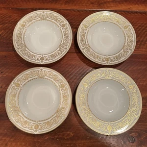 Royal Worcester China Hyde Park Set Of 4 Rimmed Soup Bowls 8 inches Stunning - Picture 1 of 8