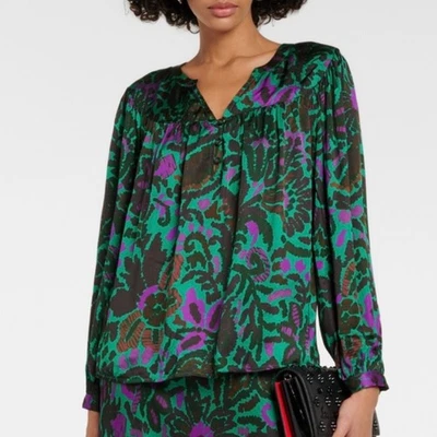 Blusa Campesina Informal Velvet by Graham & Spencer Reeve Top Talla S Verde Negra Foto 1 de 4