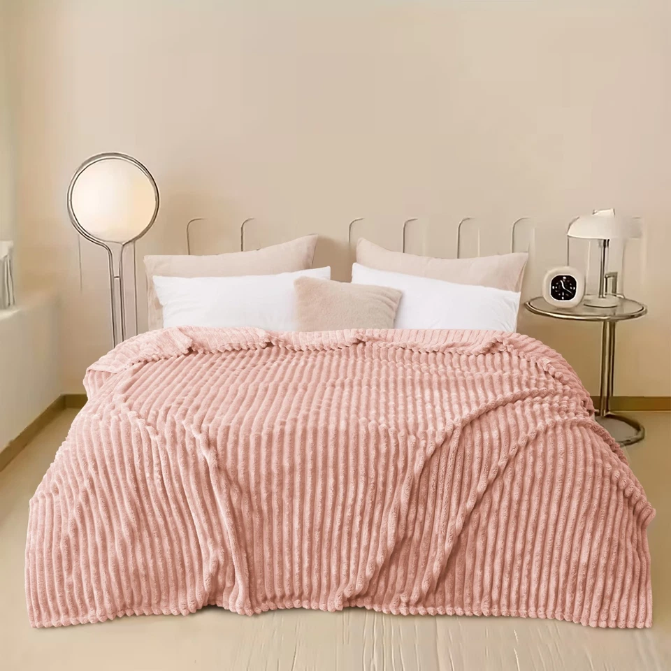 Manta grande de lana súper suave reversible tamaño queen sofá cama mantas Foto 1 de 1