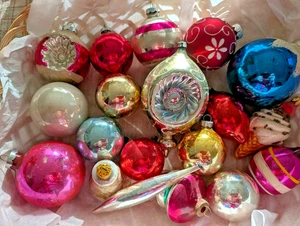 Vintage Konvolut 19 Glas Weihnachtsschmuck - Shiny Brite, Polen, Glocke, Einzüge - Bild 1 von 4