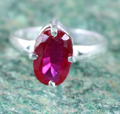 Natural Ceylon Red Sapphire 5.65 Ct Oval Gemstone Certified Men's Wedding Ring - Image 1 of 4