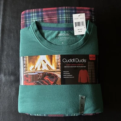 Juego de salón pijama de vellón suave a cuadros de pino y rojo Cuddle Duds - nuevo tamaño pequeño Foto 1 de 4