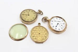 Vintage Rolled Gold Open Face Pocket Watches Hand Wind SPARES/REPAIRS x 3 - Picture 1 of 7