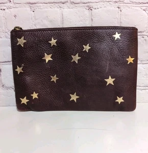 MADEWELL The Leather Pouch Clutch Star Embossed Edition Dark Cabernet 8.5”x 6” - Picture 1 of 12