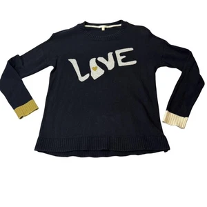 Suéter Lisa Todd Mujer S Negro LOVE Tejido Pullover Cuello Redondo Puño en Contraste - Imagen 1 de 6