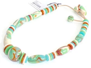 Sobral Eteria Divinio Marbled Orb, Oval & Disk Beads Artist Made Necklace - Picture 1 of 6