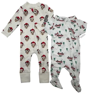 Disney Monica Andy Mickey Mouse Weihnachten Pyjama & Toby Footie Baby 6-9M Paket - Bild 1 von 9