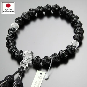 Gebetsperlen Japanisch Juzu Totenkopf Serie Onyx & Kristall Quarz Kyoto Hergestellt mit Box - Bild 1 von 8