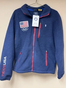 Polo Ralph Lauren Team USA 2022 Olympic Fleece Sherpa Jacke Herren L Neu mit Etikett Blau - Bild 1 von 9