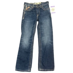 Jeans Ariat Ragazzo 8 Reg Slim Boundary Dritto Ciclone Denim Vita Regolabile Nuovo con etichette - Foto 1 di 16