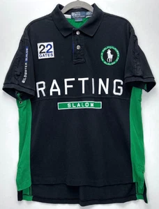 Polo By Ralph Lauren Mens Large Slalom Rafting Polo Shirt Custom Fit Green Black - Picture 1 of 18