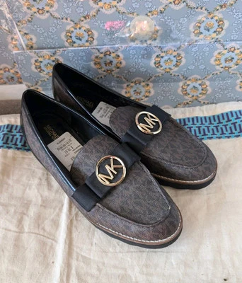 Women’s Michael Kors Rory Loafer Black/Brown Flats Men’s Size 10 - Image 1 of 4